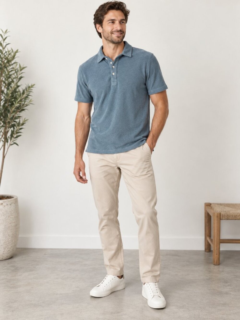 Men’s Rails Rhen Polo Shirt Blue Mirage Terry Cloth Size S